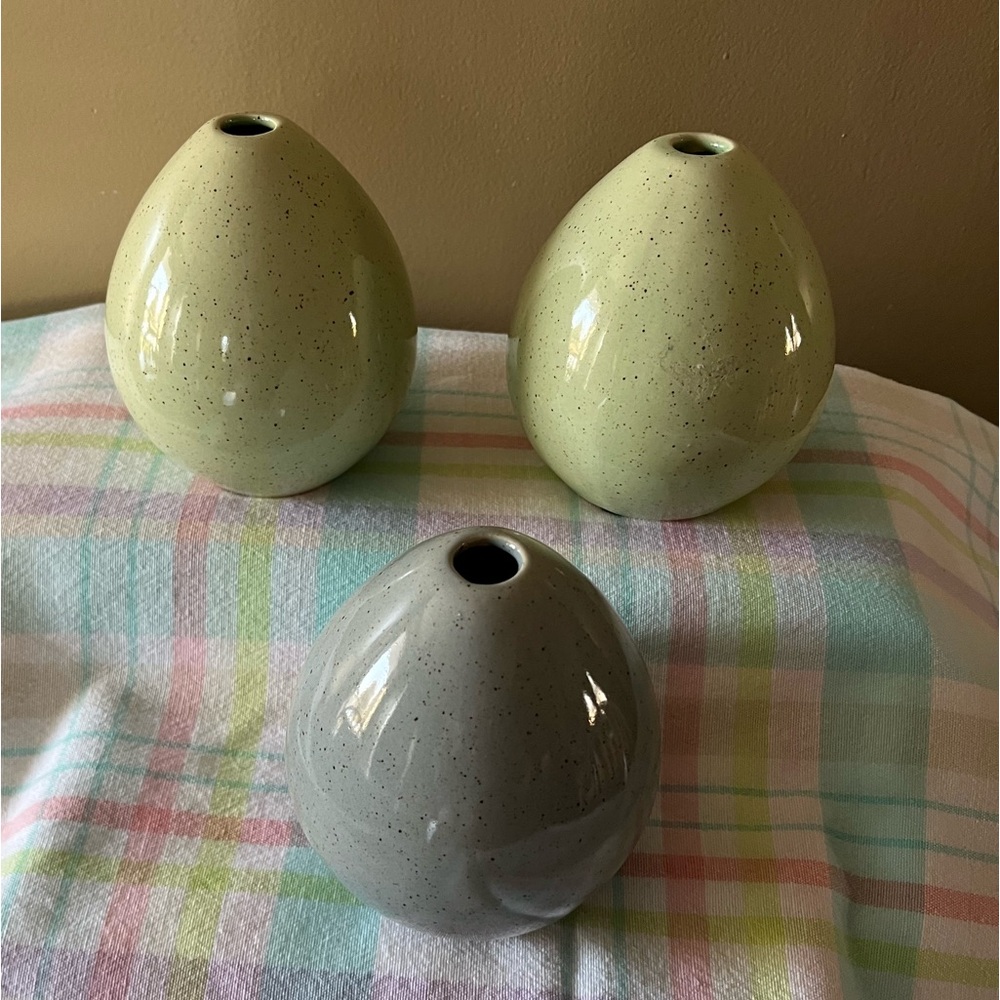 Set of Three Speckled Ceramic Bud Vases